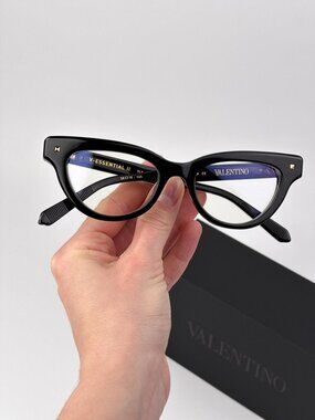 Valentino Women Eyeglasses – Shiny Black Cat Eye Frame V-ESSENTIAL II VLX-124 A